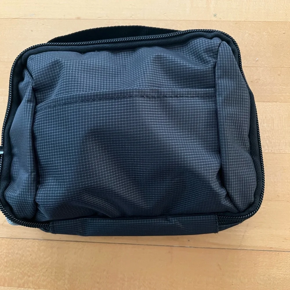 Black Structured Travel Technical Bag with Top Zipper